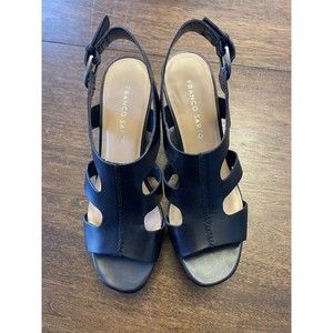 Franco Sarto Womens Shoes Size 7.5 Cera Platform Wedge Sandal Black Cork Wrap